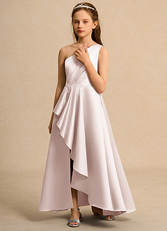 Azazie Taffy Junior Formal Flower Girl Klänningar Klä A-Line i Matt satäng Spets image5