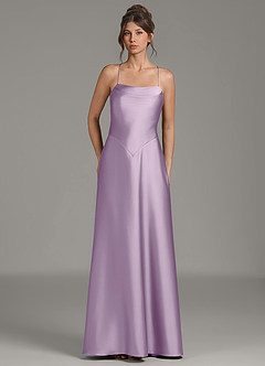 Azazie Eris Bridesmaid Dresses Frosted Lilac A-Line Pleated Stretch Satin Dress image1