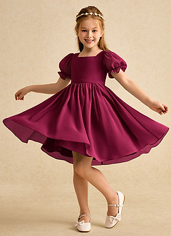 Azazie Jolie Blumenmädchenkleider A-Linie mit ärmel Chiffon Kleid Burgunderrot image3