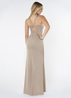 Azazie Mero Robes de demoiselle d'honneur Robe Fourreau en Satin extensible Plissée Givre image2