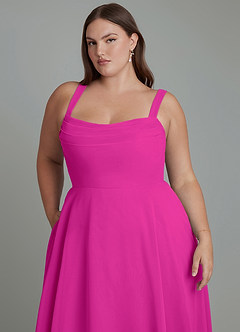 Azazie Shaude Bridesmaid Dresses Fuchsia A-Line Pleated Chiffon Dress image12