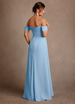 Azazie Amherst Abiti per la Madre della Sposa Abito A-Line in Chiffon a Spalla Scoperta Azzurro Polvere image3