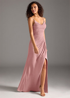 Azazie Deandra Bridesmaid Dresses Dusty Rose Mermaid Pleated Chiffon Dress image4