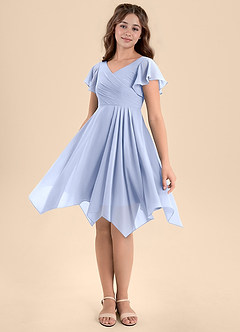 Azazie Janeaurelia Junior Ice A-Line Pleated Chiffon Dress image4