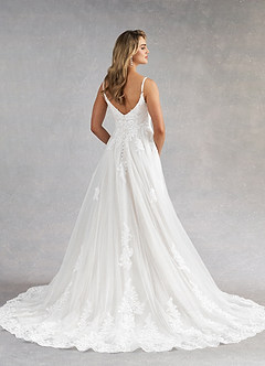 Azazie Avarie Vestidos de novia Vestido de Diamante Blanco de Tul de Corte en A con Lentejuela image3