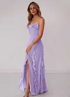 Barbie ♥ Azazie Bridesmaid Dresses Lilac Sheath Bow Chiffon Dress image5
