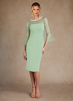 Azazie Bellevue vestidos de madre de la novia Vestido de Salvia Polvorienta de Crepé elástico de Recto con Perla image1