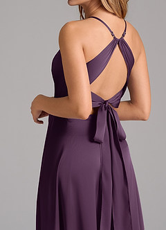 Azazie Evalleen Brudtärnklänningar Klänning av A-Linje i Stretch Satin Plisserad Plommon image2