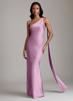 Azazie Galinda Brudtärnklänningar Klä av Sjöjungfru i Stretch Satin Ena axeln Blåregn image4