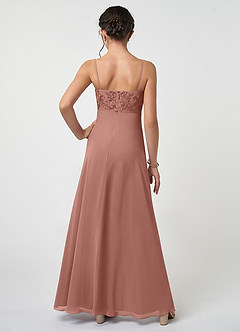 Azazie Sonya Junior Robe Trapèze en Mousseline de soie Dentelle Rose De Cèdre image2