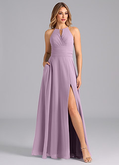 Azazie Denver Bridesmaid Dresses Wisteria A-Line Pleated Chiffon Dress image1