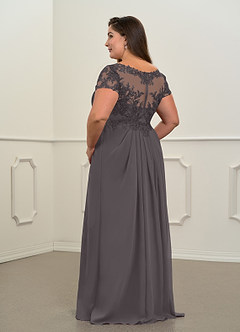 Azazie Dunja Mother of the Bride Dresses A-Line V-Neck Lace Chiffon Floor-Length Dress image6