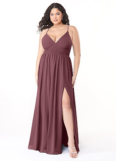 Azazie Aaida Vestidos de damas de honor Vestido de Sangrado de Gasa de Corte en A con Corsé image7