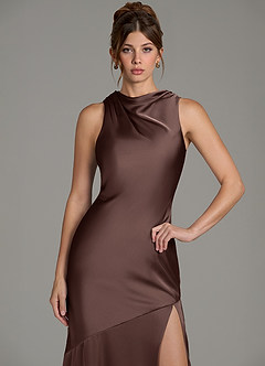 Azazie Kiara Bridesmaid Dresses Ganache Mermaid Pleated Stretch Satin Dress image2