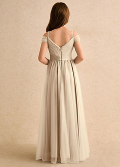 Azazie Yuna Girls Formal vestidos de niña de las flores Vestido de Champán de Tul de Corte en A con Vestidos sin tirantes image2