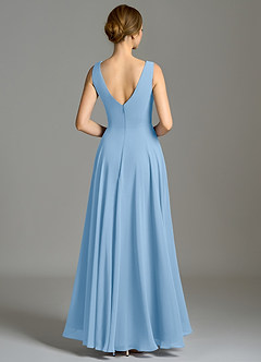 Azazie Wonderland Vestidos de damas de honor Vestido de Azul Pálido de Gasa de Corte en A con Plisado image2