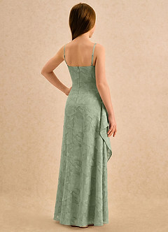 Azazie Cannoli Girls Formal Flower Girl Dresses Dusty Sage A-Line Pleated Floral Burnout Dress image2