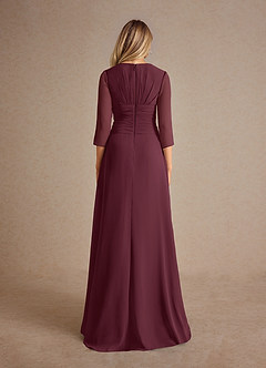 Azazie Mayfield Mother of the Bride Dresses Cabernet A-Line Pleated Chiffon Dress image3