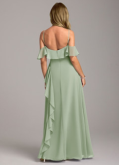 Azazie Aubrie Bridesmaid Dresses Dusty Sage A-Line Off the Shoulder Chiffon Dress image6