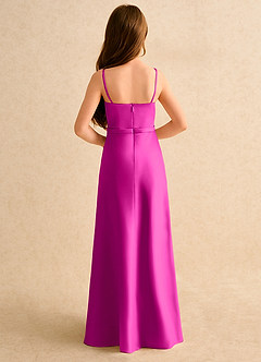 Azazie Fishie Girls Formal Flower Girl Dresses Fuchsia A-Line Matte Satin Dress image7