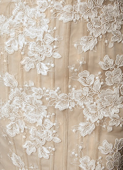 Azazie Janice Wedding Dresses Diamond White Champagne Mermaid Strapless Lace Dress image4