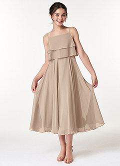Azazie Ensley Junior Taupe A-Line Pleated Chiffon Dress image5