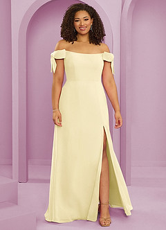 Barbie ♥ Azazie Bridesmaid Dresses Lemon Sorbet A-Line Off the Shoulder Chiffon Convertible Dress image7