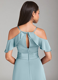 Azazie Dakota Brautjungfernkleider A-Linie Schulterfrei Stretch-Satin Kleid Stimmungsvolles Blau image6
