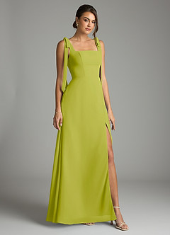 Azazie Debra Bridesmaid Dresses Lemongrass A-Line with Pockets Chiffon Convertible Dress image1