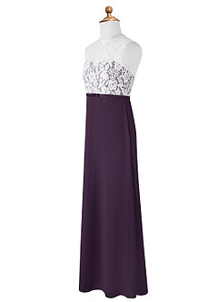 Azazie Rana Junior Plum A-Line Lace Chiffon Dress image7