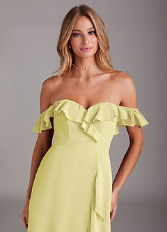 Azazie Lyra Brautjungfernkleider Wandelbar A-Linie Cabrio Chiffon Kleid Zitronensorbet image9