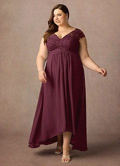 Azazie Irmeli Kleider für die Brautmutter A-Linie Spitze Chiffon Kleid Cabernetrot image12