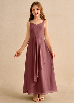 Azazie Zaida Girls Formal Flower Girl Dresses Amethyst A-Line Pleated Chiffon Dress image4