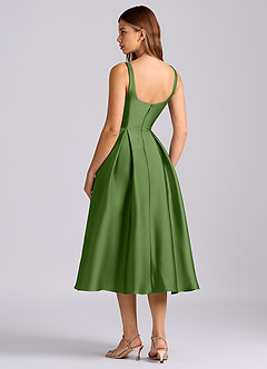 Azazie Amalie Brautjungfernkleider Eine Linie Plissee Stretch-Satin Kleid Basilikum image5