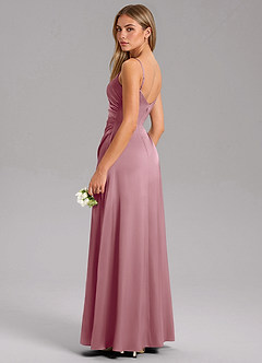 Azazie Azuree Bridesmaid Dresses Vintage Mauve A-Line Pleated Stretch Satin Dress image6