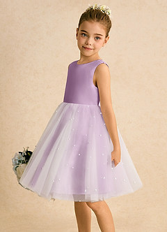 Azazie Esme Flower Girl Dresses Wisteria Ball-Gown Bow Tulle Dress image4