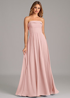 Azazie Lucienne Robes de demoiselle d'honneur Robe Trapèze Convertible en Mousseline de soie Sans bretelles Rose Poudré image3