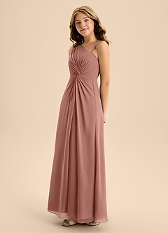 Azazie Brooke Junior Cedar Rose A-Line Side Slit Chiffon Dress image6