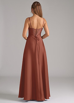 Azazie Valentine Bridesmaid Dresses Auburn A-Line Corset Stretch Satin Dress image5