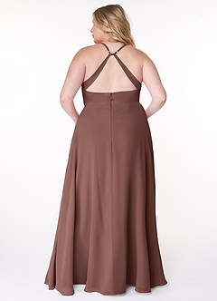 Azazie Davis Bridesmaid Dresses Espresso A-Line V-Neck Chiffon Dress image8