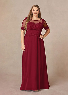 Azazie Raissa Mother of the Bride Dresses Burgundy A-Line Lace Chiffon Dress image9