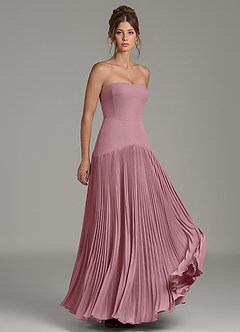 Azazie Yuliana Bridesmaid Dresses Vintage Mauve A-Line Strapless Chiffon Dress image3