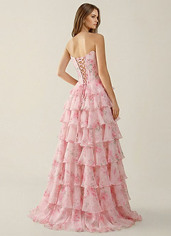 Samara Pink Ruffled A-Line Prom Dress image2