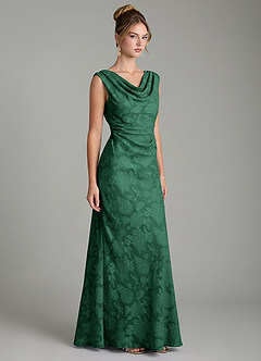 Azazie Kieryn Bridesmaid Dresses Dark Green Mermaid Pleated Floral Burnout Dress image4