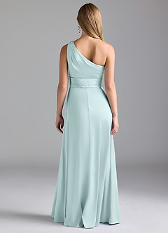 Azazie Dallas Robes de demoiselle d'honneur Robe Trapèze en Satin extensible Ue épaule Verre De Mer image2