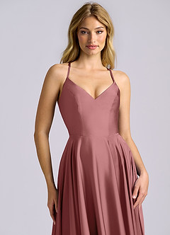 Azazie Truce Brautjungfernkleider A-Linie Stretch-Satin Kleid Amethyst image7