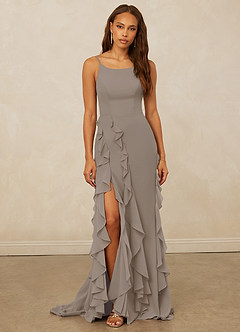 Christian Siriano Bridal for Azazie 1006 Robes de demoiselle d'honneur Robe Sirène en Mousseline de soie Rayé Taupe image3