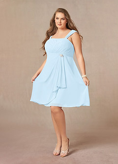Azazie Olivia Mother of the Bride Dresses Sky Blue A-Line Square Neckline Pleated Chiffon Dress image10