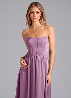 Azazie Leilana Bridesmaid Dresses Wisteria A-Line Corset Stretch Satin Dress image6