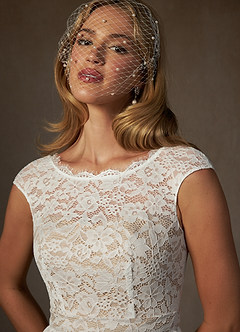 Azazie Ginnie Wedding Dresses Diamond White Nude A-Line Lace Dress image7
